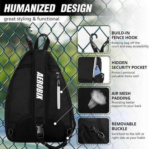 AEROBIX Pickleball Bag for Women and Men, Pickle Ball Bag with Upgraded Zippers and Capacity, Padded Pickleball Backpack, Adjustable Pickleball Paddle Bag, Pickleball Sling Bag (Bag Only) in Kuwait