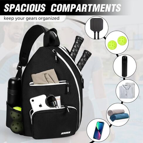 AEROBIX Pickleball Bag for Women and Men, Pickle Ball Bag with Upgraded Zippers and Capacity, Padded Pickleball Backpack, Adjustable Pickleball Paddle Bag, Pickleball Sling Bag (Bag Only) in Kuwait