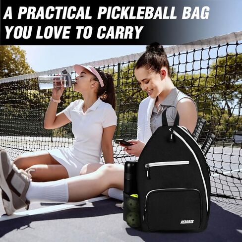 AEROBIX Pickleball Bag for Women and Men, Pickle Ball Bag with Upgraded Zippers and Capacity, Padded Pickleball Backpack, Adjustable Pickleball Paddle Bag, Pickleball Sling Bag (Bag Only) in Kuwait