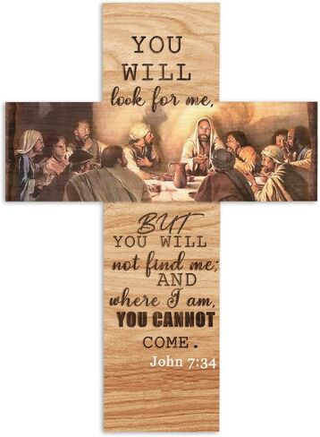 HePoeuy Last Supper Wall Decor Cross Wood Sign Wall Art Wall Hanging Wood Sign Home Farmhouse Bedroom Living Room Wall Art Decor 5x7 inch in Saudi Arabia