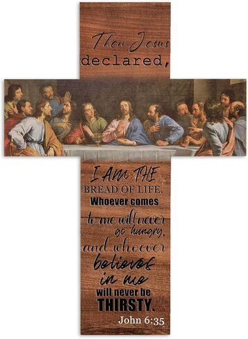 HePoeuy Last Supper Wall Decor Cross Wood Sign Wall Art Wall Hanging Wood Sign Home Farmhouse Bedroom Living Room Wall Art Decor 5x7 inch in Saudi Arabia