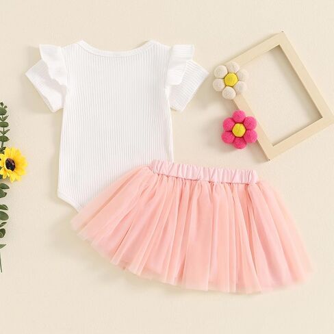 Hoanselay Baby Girl 1st Birthday Clothes One Year Old Short Sleeve Romper and Tulle Tutu Skirt Dress Set Cake Smash Outfits in Saudi Arabia