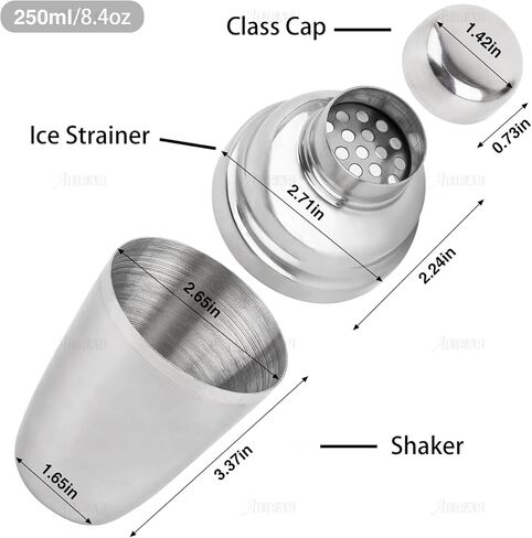 AUEAR, 12 oz/350ml Stainless Steel Cocktail Shaker Bottle Martini Shaker Drink Shaker with Built-in Strainer for Home Bar in Saudi Arabia