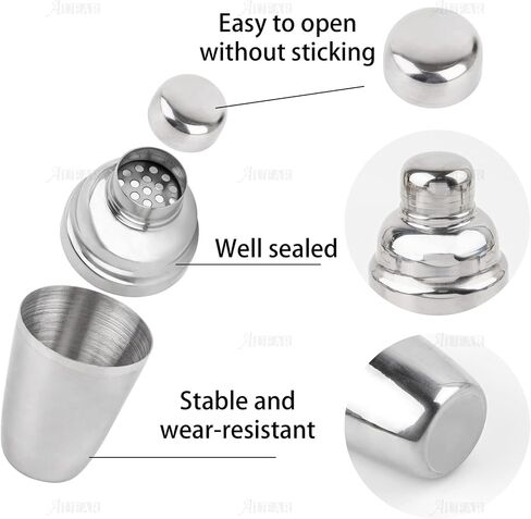 AUEAR, 12 oz/350ml Stainless Steel Cocktail Shaker Bottle Martini Shaker Drink Shaker with Built-in Strainer for Home Bar in Saudi Arabia