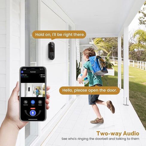 1080P Video Doorbell Camera, Wireless Indoor/Outdoor Surveillance Camera, Cloud Storage, 2.4G WiFi Only, AI Human Detection, Instant Alert, Night Vision, Two Way Audio (Black) in Saudi Arabia