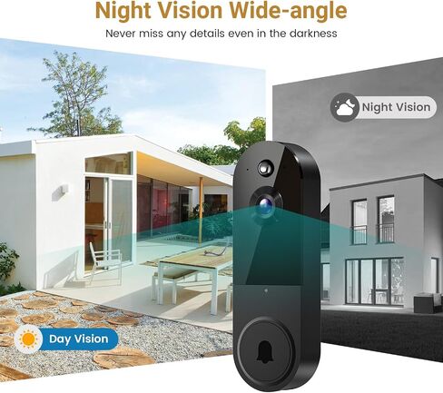 1080P Video Doorbell Camera, Wireless Indoor/Outdoor Surveillance Camera, Cloud Storage, 2.4G WiFi Only, AI Human Detection, Instant Alert, Night Vision, Two Way Audio (Black) in Saudi Arabia