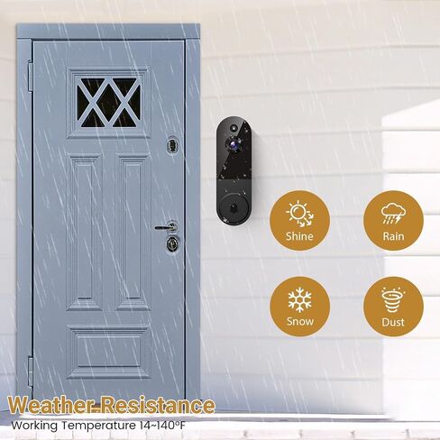 1080P Video Doorbell Camera, Wireless Indoor/Outdoor Surveillance Camera, Cloud Storage, 2.4G WiFi Only, AI Human Detection, Instant Alert, Night Vision, Two Way Audio (Black) in Saudi Arabia
