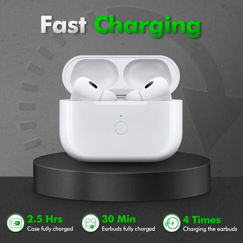 حافظة شحن لاسلكية متوافقة مع AirPods Pro الجيل الأول والثاني، حافظة شاحن بديلة مع زر مزامنة، أبيض نقي in Saudi Arabia