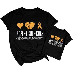 Mommy and Me Matching Outfits Childhood Cancer Awareness Shirt Hope Fight Cure Tshirt Mom and Baby Matching Shirt