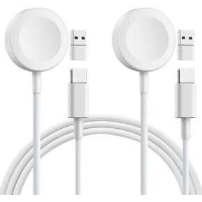 ELUTENG Watch Charger for Apple Watch 2 Pack Magnetic Charging Cable for iWatch with USB Adapter USB C Portable Charging Cable 3ft Compatible with Apple Watch Series 9 8 7 6 5 4 3 2 1 SE Ultra, White