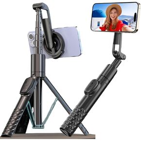 حامل ثلاثي القوائم لـ Magsafe، حامل قابل للتمديد مقاس 49 بوصة مع جهاز تحكم عن بعد، حامل هاتف بكوب شفط مغناطيسي مع مشبك، عصا سيلفي محمولة لهاتف iPhone 12/13/14/15، وSamsung Galaxy للسفر والصور in Kuwait