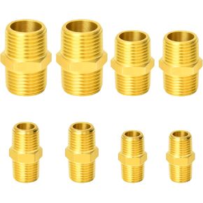 48PCS 1/4" NPT Brass Pipe Fittings Assortment Kit, 90 Degree Elbow, 45 Degree Elbow, Coupling, Nipple，Ball Valve, Plug, Tee, 4 Way, Reducer Adapter (48pcs Assortment Kit)