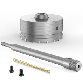 XDOVET Concrete Hole Saw 160mm / 6.3 "with 220mm SDS Plus Shank Connecting Rod, Hole Saw Tool Set for Concrete Cement Brick Stone Wall Drilling