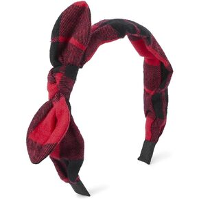 The Children's Place Baby Girls' and Toddler Christmas Hair Accessories, Headband, Clips and Bow, Red Plaid, NO_Size