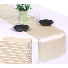 MDS Pack of 10 Satin Table Runners 12 x 108 Inch Long Wedding sateen Bright Silk Smooth Table Runner for Wedding Reception Birthday Graduation Party Event Banquet Spring Decoration - Eggplant