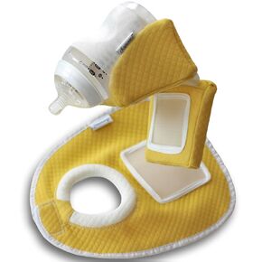 Adjustable Baby Bottle Holder 2 in 1, Baby Bottle Holder Hands Free Feeding, Bottle Propper, Bottle Holder for Baby (Yellow)