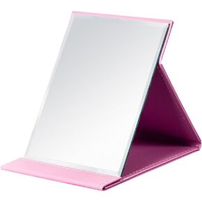 JOLY PU Leather Portable Folding Makeup Mirror with Standing(M, Black)