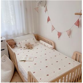 Crib Mattress Protector Pad Cotton 23" x 47" Cartoon Bear,Soft Anti Slip & Durable Cotton or Baby Standard Crib/Bed Pads Embroidery Animal Pattern