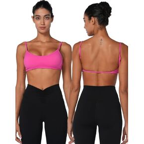 Sunzel Seamless Super Sculpt Open Back Sports Bra with Padding, Low Impact Spaghetti Adjustable Straps Workout Gym Bra
