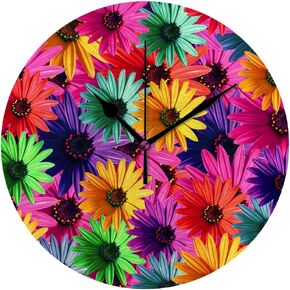 Rashu Wall Clock Non-Ticking Desk Clock 10 Inch PVC Round Silent Wall Clock Battery Operated Home Office School Decorative ﻿Watercolor Strawberry Art Clock