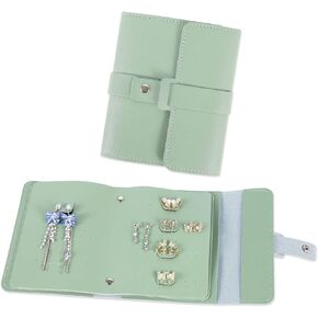 Earring Organizer, Book Design Earring Holder, Portable Travel Jewelry Storage Case, Foldable PU Leather Earring Box Gift for Her(Blue)