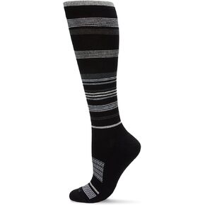 MeMoi Unisex Multi-Striped Cotton Blend 15-20mmHg Graduated Compression Socks