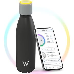 Smart Water Bottle - Hit Your Hydration Goals, Track Water Intake with Color Changing LED Reminder & Bluetooth Free App. Insulated Stainless Steel, BPA-Free 17oz.
