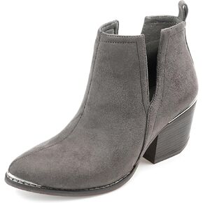 Journee Collection Womens Issla Bootie with Soft Vegan Suede and Side Split Detail, Grey, 7