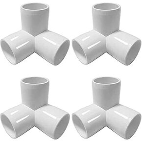 4way 1/2 inch PVC Fittings Corner Cross Elbow 90 Degree for Greenhouse Shed Pipe, Tent Connection Tee, Furniture Build Grade SCH40 [4 Pack]