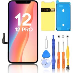 Ayake Full HD Screen Replacement for iPhone 12/12 Pro, LCD Display and Touch Digitizer Assembly (6.1-inch, Face ID, True Tone Pragrammable)