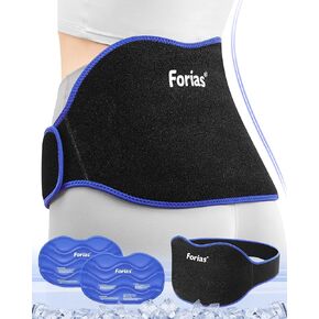 Forias Ice Pack for Back Pain Relief(15.5"x9.7"), 2 Pack Reusable Lower Back Gel Ice Wrap with Soft Plush Lining, Hot Cold Therapy for Lumbar Surgery, Sciatica, Herniated Disc, Coccyx Pain, Blue