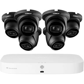 Lorex 4K 8MP 16-Camera Capable (8 Wired + 8 Fusion Wi-Fi) 2TB PoE NVR System w/ 6 IP Dome Cameras - Color Night Vision, Smart Motion Detection (Person/Vehicle), IP67, Listen-in Audio (Black)