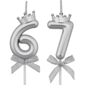 67 76 Birthday Candles, 67th 76th Cake Candles, Pink Birthday Number 67 76 Candles Cake Topper Decorations for Party Men Women