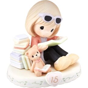 Precious Moments Growing in Grace Age 15 | Blonde Girl Bisque Porcelain Figurine | Birthday Gift | Birthday Collection | Room Decor & Gifts | Hand-Painted