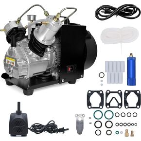 TUXING Scuba Tank Compressor, 4500psi PCP Air Compressor, Double Cylinder Scuba Diving Compressor, High Pressure Air Compressor Pump for Paintball Scuba Tank 110V (TXEDM041)