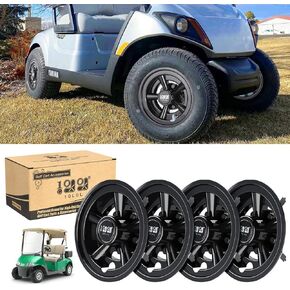 10L0L Wheel Covers, Set of 4, 8 Inch, Chrome Finish, Compatible with Yamaha, EZGO, Club Car (Not for EZGO RXV)
