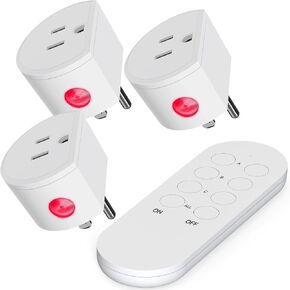 Wireless Remote Control Outlet Switch, SURNICE Mini Remote Light Switch 10A/1200W for Lights, Up to 130 FT Long Range, FCC and ETL Certified, 3 Expandable Outlets + 1 Remote in Saudi Arabia