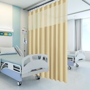 Flame Retardant Hospital Curtains Room Divider,Grommet Cubicle Curtains Divider Privacy Medical Curtains for Hospital, Clinic, Lab(1 Panel, 15x8FT,Dark Blue)