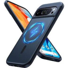 TORRAS Magnetic Shockproof for Google Pixel 9 Pro XL Case, [Fit for MagSafe][16FT Mil-Grade Drop Protection] Translucent Protective Anti-Fingerprint Anti-Scratch Case for Pixel 9 Pro XL Case, Black