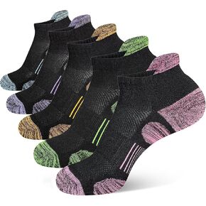 Womens Cotton Ankle Socks Anti-blister Thick Cushioned Wicking Athletic Running Socks 5 Pairs