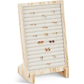 Lolalet Wooden Jewelry Display Series, Necklaced Bracelets Earrings Rings Jewelries Stand Freestanding Natural Wood Holder Jewelry Rack for Selling Vendor Store -2 Pack, Ring