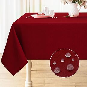 Smiry Rectangle Linen Tablecloth, Waterproof Spillproof Anti-Wrinkle Burlap Table Cloth, Washable Decorative Farmhouse Fabric Table Covers for Dining, Fall Parties, Banquets, 52x70 Inch, Sage Green