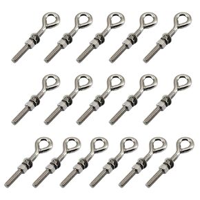 2Pcs M14 Stainless Steel Eye Bolt with Nut and Washers Long Shank Threaded Rod Ringbolt Closed Ring Eyelet Bolt
