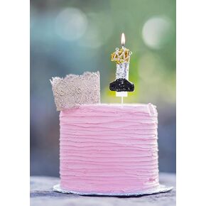 Crown 6 Birthday Candle 3D Number 6 Candle for Birthday Cake Little Girl Prince Princess 6th Birthday Party Cake Decoration, Black Silver and Gold Glitter