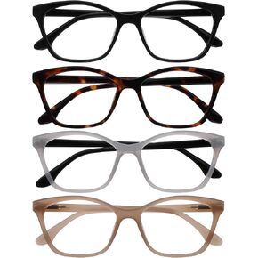 OPULIZE KAT Reading Glasses - Cat-Eye Frame - Shiny Black - Men & Women - Spring Hinges - R59