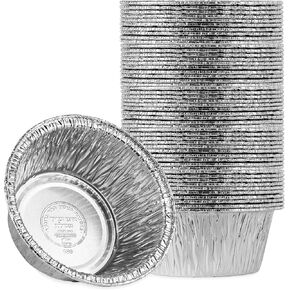 Plasticpro 6'' Inch Round Tin Foil Cake Pans Disposable Aluminum, Freezer & Oven Safe - For Baking, Cooking, Storage, Roasting, & Reheating, Pack of 20