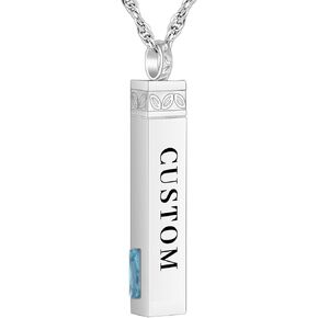 abooxiu Urn Necklace for Ashes Memorial Cremation Jewelry for Ashes Stainless Steel Ashes Necklace Cube Urn Jewelry Bar Ash Pendant for Women Men