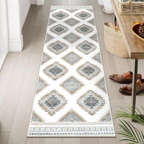 Uphome Moroccan 8x10 Area Rugs for Living Room, Vintage Washable Rugs for Bedroom, Non-Slip Soft Foldable Nursery Rug, Stain Resistain Boho Tribal Accent Rug for Dining Guest Room Office, Gray/Camel