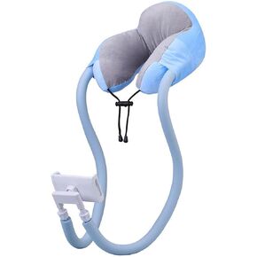 Neck Phone Holder, Lazy Gooseneck Phone U Pillow Holder Bracket,360°Rotate Phone Tablet Stand for Home,Travel, Outdoor (Blue)