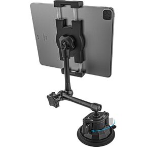 GDZN Suction Cup Car Dashboard Tablet Mount, Heavy Duty Truck Tablet Holder, [Adjustable Metal Arm] Semi Truck/Pickup Windshield Stand for iPad Pro 12.9 11, Galaxy Tab Z Fold, Fire HD, 4-13" Devices